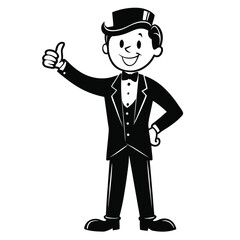 Obraz premium man a black and white illustration of a man in a tuxedo