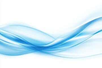 Fototapeta premium Blue flowing abstract background with wavy lines and white space