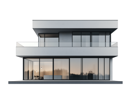 3D Visualization of a Luxury Modern Home - Sleek design with large glass panels and stylish facade. Great for property ads and digital portfolios.