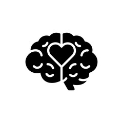 Brain with Heart Inside Symbolizing Balanced Intellectual and Emotional Growth Icon