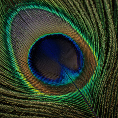 Obraz premium Detailed Macro Shot of a Peacock Feather's Eye Spot