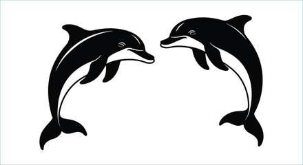 Fototapeta premium Jumping dolphin silhouettes vector art, dolphin silhouettes vector 