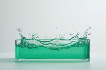 Green water level splash isolated on white with space for copy