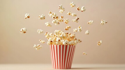 Popcorn in a Red and White Striped Cup