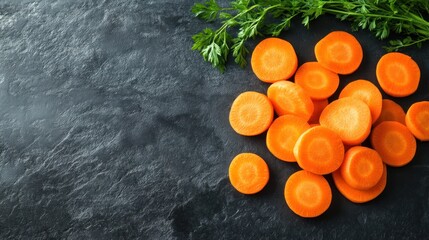 Carrot Slices on Slate Background