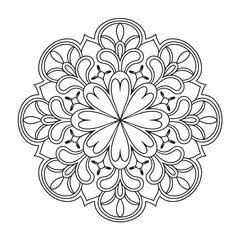 A Symmetrical Mandala Vector Design with Intricate Bold Black Lines Isolated on Transparent Background, Perfect for Wall Art