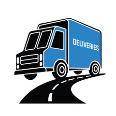 An Illustration of a Blue and White Delivery Truck Isolated on Transparent Background, Great for Transport and Courier Services