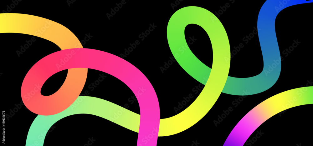 Leinwandbilder Abstract wavy line flowing in curve shape with rainbow vector gradient on background with copy space