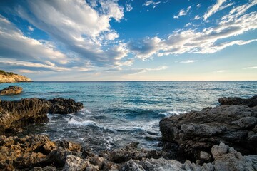 Coastal Rocks & Azure Sea