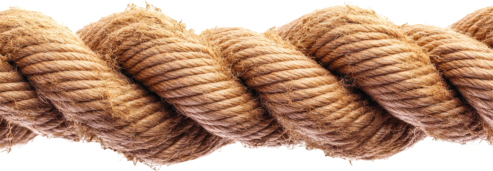 Close-up coiled rope on transparent background 