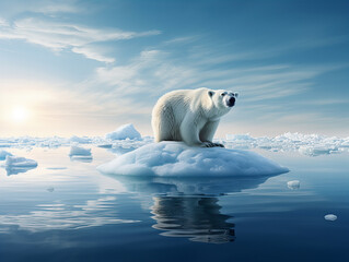 Polar bear on melting ice...