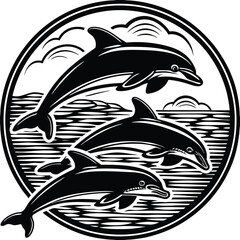 Naklejka premium set-of-dolphin-silhouette-vector-image- (35).eps