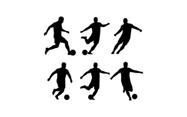6 vector illustration designs of kicking a ball in silhouette style