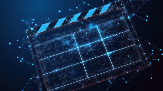 Digital Clapperboard, Network, Filmmaking, Blue, Abstract, Background, Production, Technology