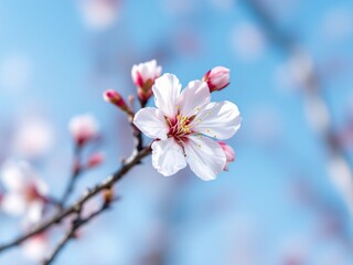 Obraz premium A blooming tree with branches adorned with delicate flowers in vibrant colors, creating a picturesque and captivating view.