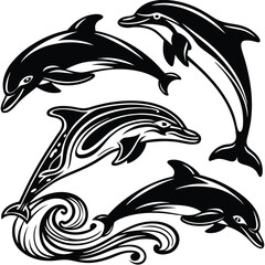 Naklejka premium set-of-dolphin-silhouette-vector-image- (12).eps