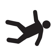 Slippery floor road vector icon on white background. Fall falling danger accident eps vector sign