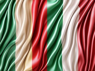 Obraz premium Several draped fabrics in varying green white and red stripes