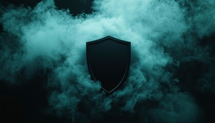 Fototapeta premium Dark shield in teal smoke