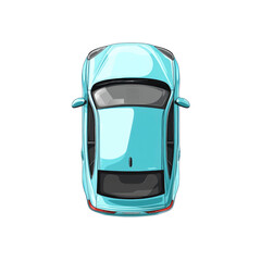 Fototapeta premium Top View of a Light Blue Modern Car Illustration
