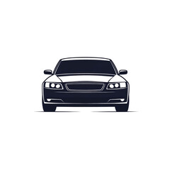 Naklejka premium Mysterious Nighttime Car Front View Silhouette