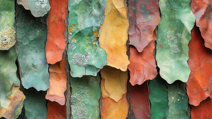 Vibrant, layered rock formations in various shades of color.