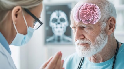 Neurologist explaining stroke rehabilitation plan to elderly patient