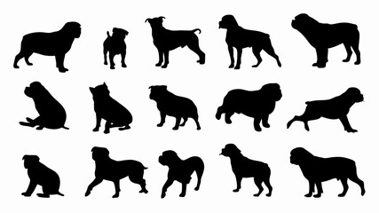 set of french bulldog silhouette vector
