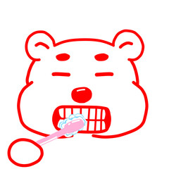 Cute white bear face with emotions drawing, Tired, love, happy, laughing, confused, annoying, angry, smile, side eyes, shy and confident face, bear brush teeth