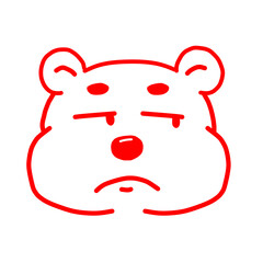 Cute white bear face with emotions drawing, Tired, love, happy, laughing, confused, annoying, angry, smile, side eyes, shy and confident face, bear brush teeth