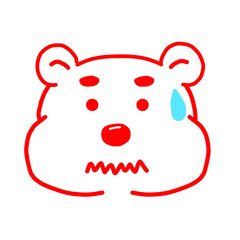 Cute white bear face with emotions drawing, Tired, love, happy, laughing, confused, annoying, angry, smile, side eyes, shy and confident face, bear brush teeth