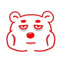 Cute white bear face with emotions drawing, Tired, love, happy, laughing, confused, annoying, angry, smile, side eyes, shy and confident face, bear brush teeth