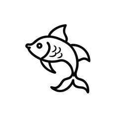Minimalist Fish Icon Black Outline Illustration Simple Aquatic Animal Design Element