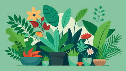 Obraz premium A variety of plants and greenery adding a touch of nature.