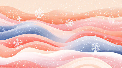 Fototapeta premium Soft winter landscape with flowing hues and snowflakes.