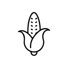 Outline Drawing Of Ripe Corncob With Husk Fresh Agriculture Symbol