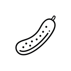 Cucumber Outline Icon Minimalist Vegetable Illustration On White Background