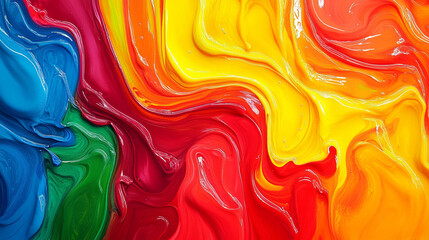 Vibrant, swirling colors blend in a mesmerizing paint texture.