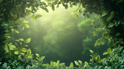 Elegant forest foliage and garden trees frame this rustic greenery background, perfect for outdoor event themes