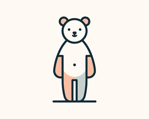 Fototapeta premium Minimal Bear Figure for Kids’ Apparel Branding