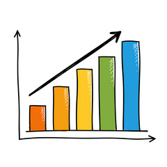 Hand-drawn bar graph with upward trending arrow, concept for business growth presentation