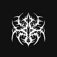 Neo tribal sharp symmetrical design. y2k gothic style tattoo cyber sigilism ornament. clean vector isolated 