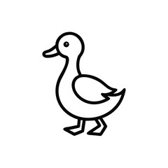 Duck Icon Vector Illustration Cute Duckling Outlined Standing Simple Black Line