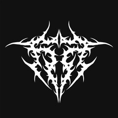 Neo tribal sharp symmetrical design. y2k gothic style tattoo cyber sigilism ornament. clean vector isolated 
