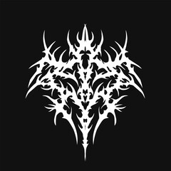 Neo tribal sharp symmetrical design. y2k gothic style tattoo cyber sigilism ornament. clean vector isolated 