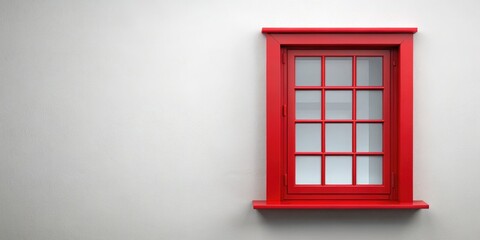 Low Light Red Window Photography, White Background, Copy Space, Minimalist Image, Red Windowsill, Dark Room, Night Photography, Interior Design, Architectural Photography