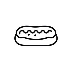 Simple Outline Illustration Of Eclair Pastry With Chocolate Icing Topping