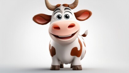 Fototapeta premium funny cow cartoon on white background