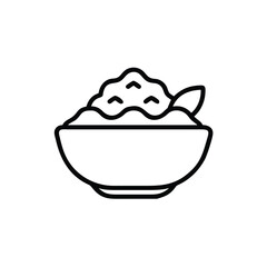 Mashed Potato Bowl With Herbs Vector Icon Food Line Art Illustration