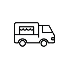 Minimalist Outline Drawing Of A Classic Food Truck Isolated On White